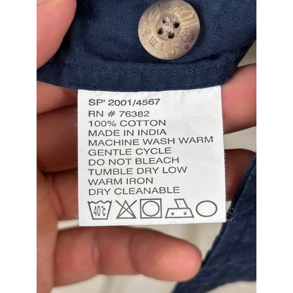 Timberland Vintage Men’s L Navy Blue Short Sleeve button up Dress Shirt - Picture 4 of 4